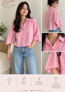 Zara Trafaluc Pink Cropped Shirt