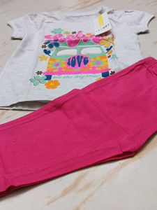4-6 year Girl's Outfit: Graphic Tee &amp; Cropped Pant