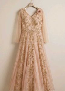 ✨ Exquisite Champagne Gold Sequined Gown –like new