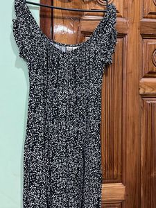 Black & White Floral Off-Shoulder Dress
