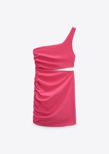 Zara Pink Cutout Ruched Mini Dress
