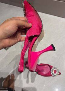 Fuchsia Satin Embellished Heels