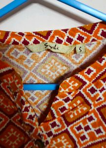 Orange Geometric Print Kurta