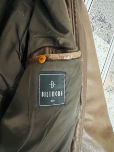 BILTMORE Men's Brown Leather Bomber Jacket