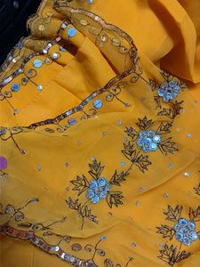 Embroidered Yellow Georgette Saree💛