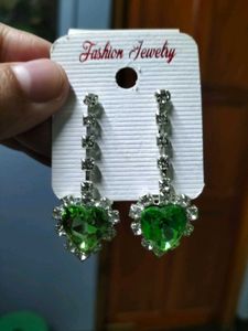 Green Heart Earrings