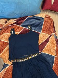Embroidered Navy Blue Lehenga Choli