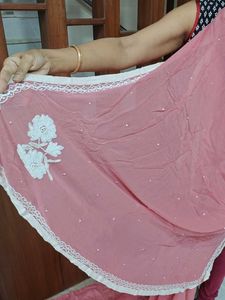 Pink Georgette Handwork Saree + Free Delivery
