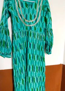 Elegant Teal Geometric Print Kurta