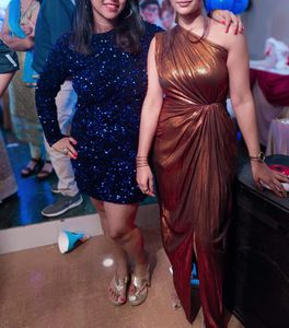 Metallic One-Shoulder Gown