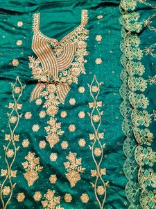 Semi Stitched Suit Embroidered With Border Latkan