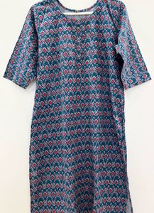 Blue Printed Ikat Style Kurti