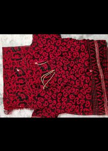 Beautiful Red &amp; Black Floral Saree