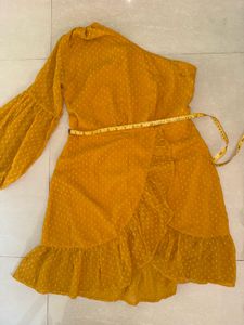 Chic Yellow Swiss Dot Dress