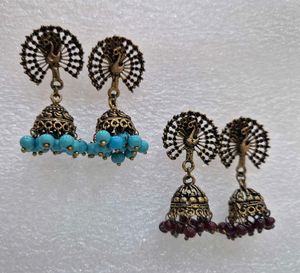 Peacock Jhumka Earrings - New