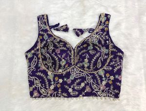 Designer Sleeveless Embroidered Blouse