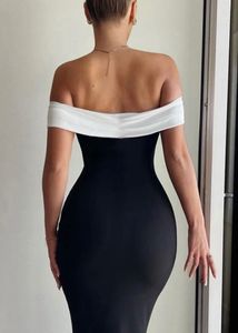 Elegant Off-Shoulder Black &amp; White Dress