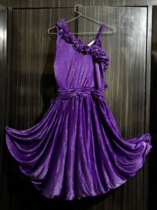 Stunning Handcrafted Purple Ruffled Party Dress