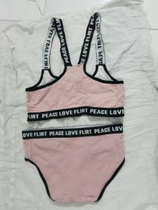 Ribbed Pink Bralette &amp; Panty Set