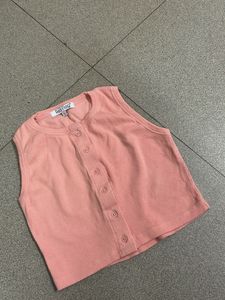 Peach Button-Up Sleeveless Top