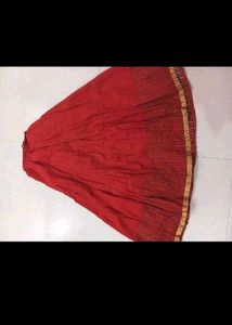 Red Skirt with White Kurti &amp; Jacket Set