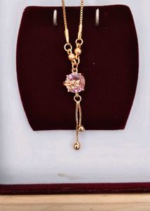 Pink Stone Gold Chain Necklace