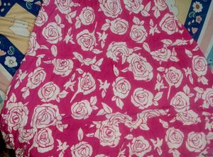 Chic Pink Rose Print Tiered Dress