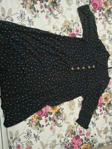 Black Polka Dot Button-Up Dress
