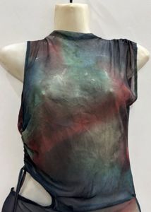 Tie-Dye Mesh Cut-Out Jumpsuit