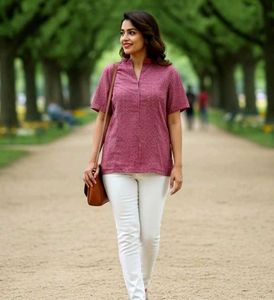 Checkered Button-Up Blouse