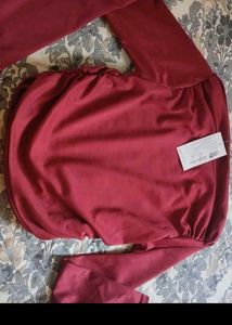 New Red Off-Shoulder Ruched Top