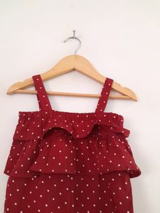 Maroon Printed Jumpsuit (Girl's)