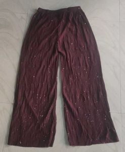 Maroon Sequin Palazzo Pants