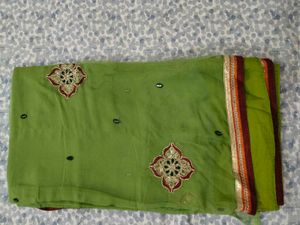 embroided pure shiffon sari