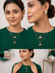 COMBO OFFER 💥 Elegant Heart &amp; Clover Necklace Set
