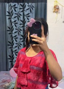 Chic Pink Lace Ruffled Crop Top