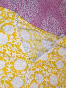 Yellow Floral Print Kurta for College wear