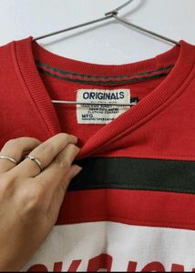 Jack &amp; Jones Red Graphic Sweatshirt