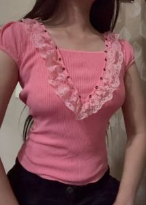 Pink Lace Top 👙