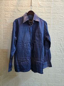 Men's Blue Striped Collar Shirt