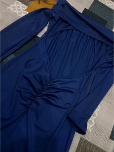 Blue Long fishtail backless dress