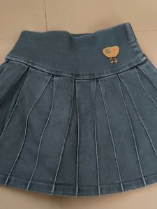 Pleated Denim Skirt