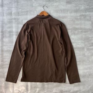 Men's Brown Long Sleeve Polo Shirt