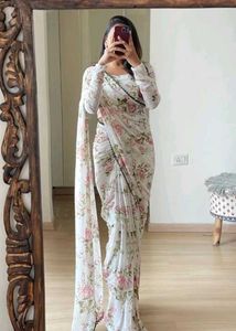 Floral Print Saree with Blouse (Ready to Wear)