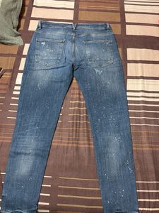 Zara Distressed Paint Splatter Jeans