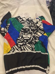 Retro Abstract Print Button-Up Shirt