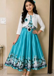 Beautiful Blue Floral Dress with Jacket