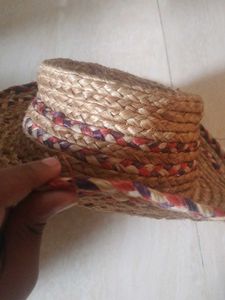 Woven Straw Hat with Colorful Trim