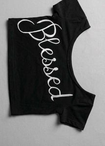 sale !!!Blessed Black Crop Top