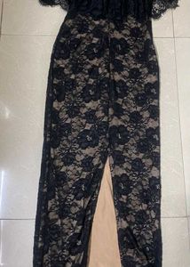 Elegant Black Lace Off-Shoulder Maxi Dress
